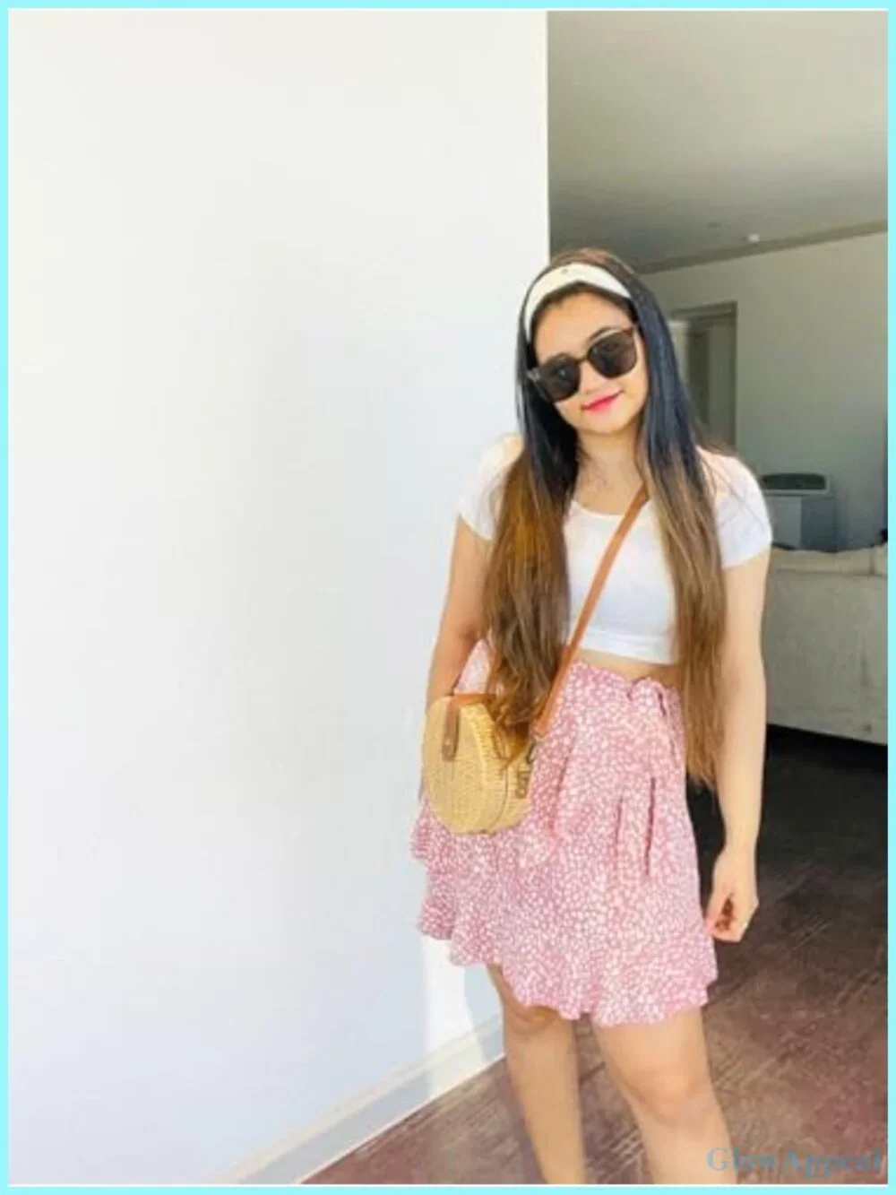 Women's High Waist Wrap Floral Ruffle Mini Skirt Polyester